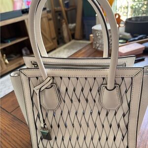 Michael Kors White and Silver Woven Tote